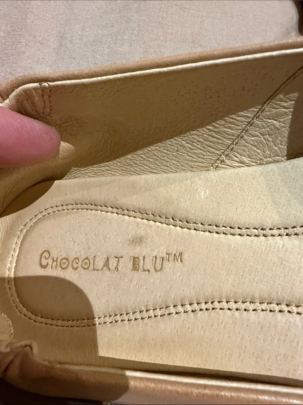 Chocolat Blu Tan Pleated Leather Ballet Flats